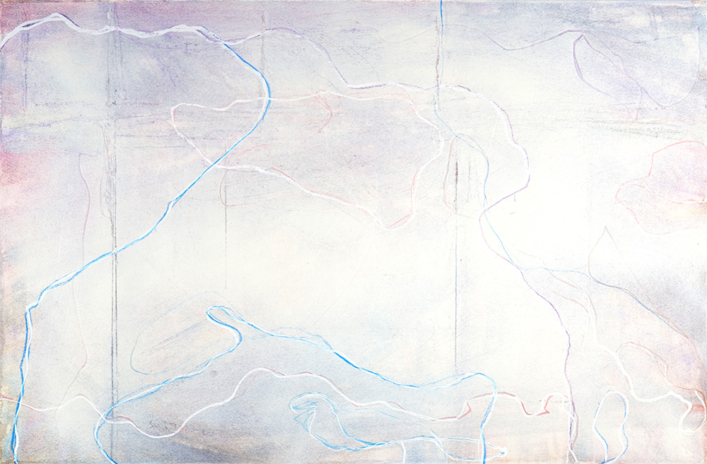 An abstract pencil and acrylic painting by Stephen Ritter reflecting the spiritual awakening process.
